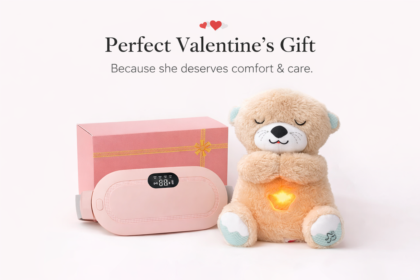 Valentine’s Comfort Care Combo Period Cramp Massager + Breathing Teddy