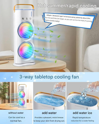 Portable Fan Double Ended Spray Fan Desk Fan with Cooler USB
