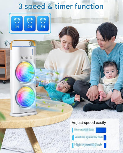 Portable Fan Double Ended Spray Fan Desk Fan with Cooler USB