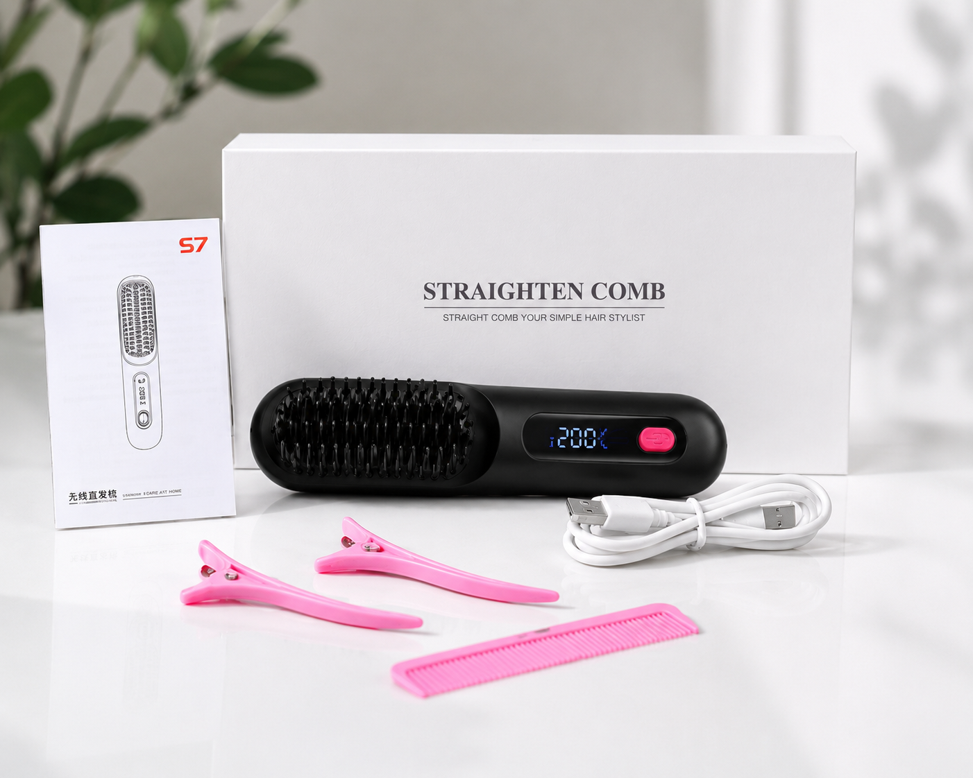 Portable wireless Hair Straightener comb