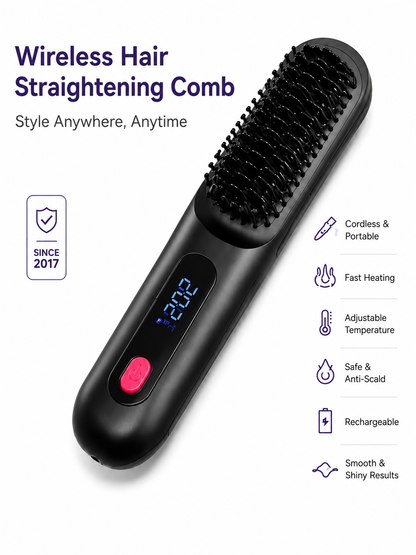 Portable wireless Hair Straightener comb