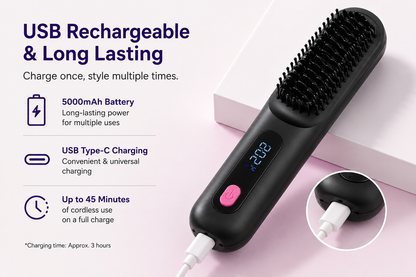 Portable wireless Hair Straightener comb